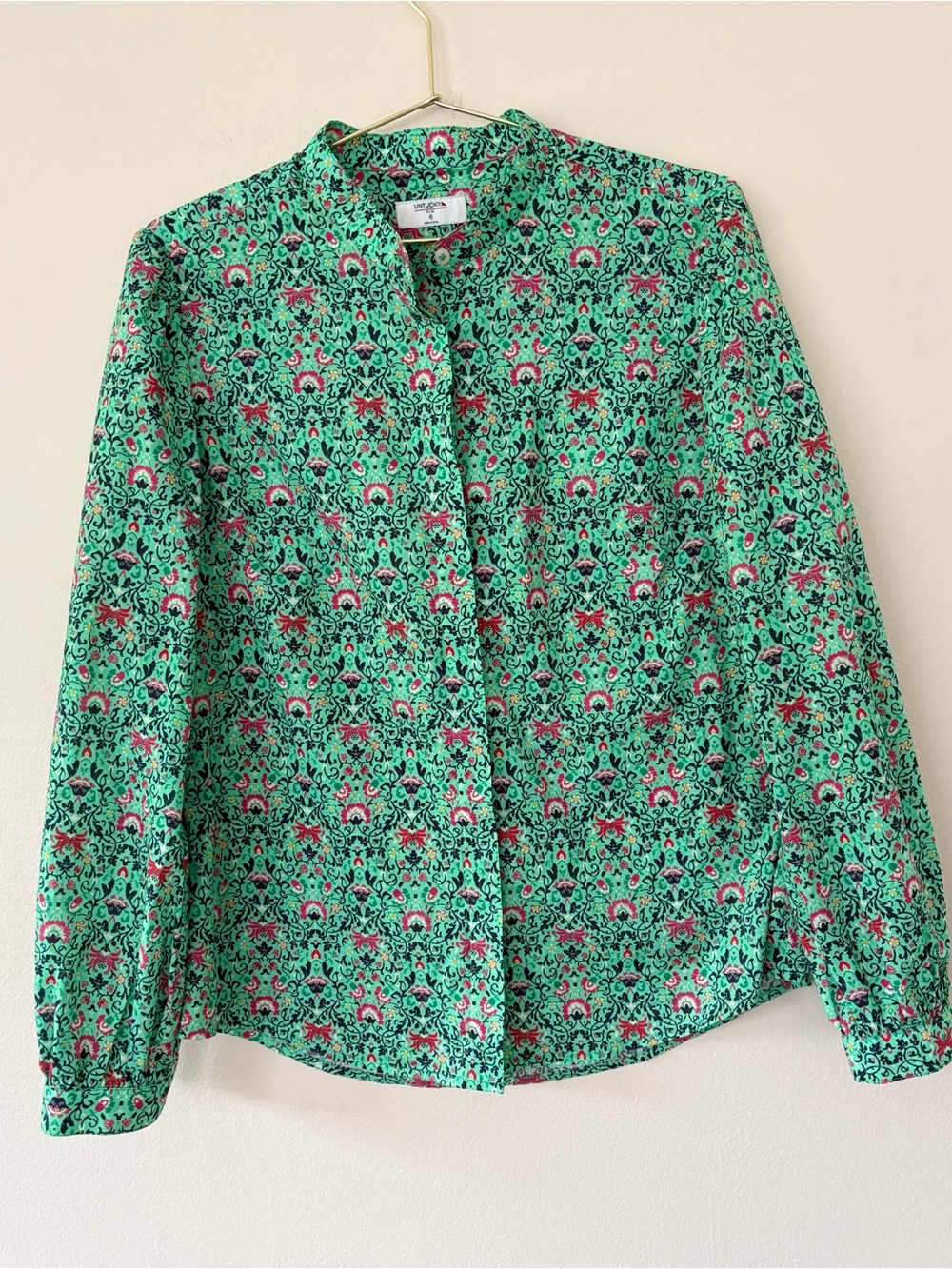 UNTUCKit Floral Print Long Sleeve Button Front Shirt Size 6